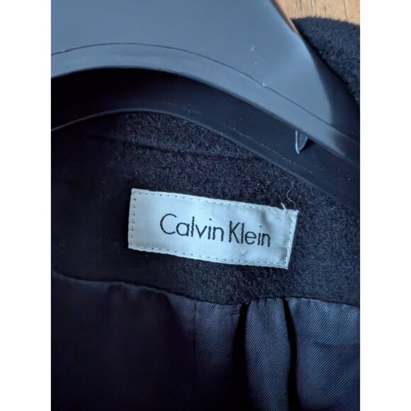 Vintage Navy Calvin Klein Women's 100% Merino Wool Pea Coat Size 14P - Picture 5 of 8
